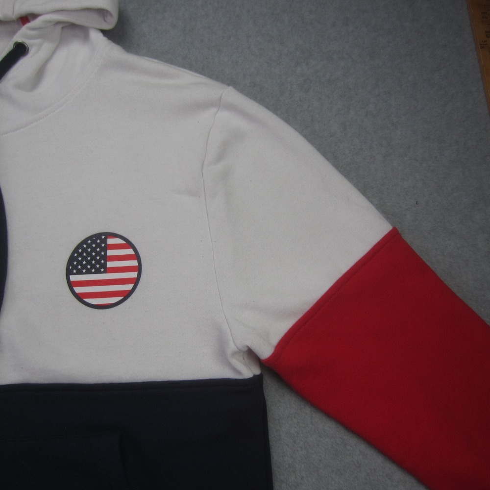 USA FIFA World Cup Qatar 2022 Jacket Mens Medium White Red Blue Full Zip Hoodie - Picture 5 of 16